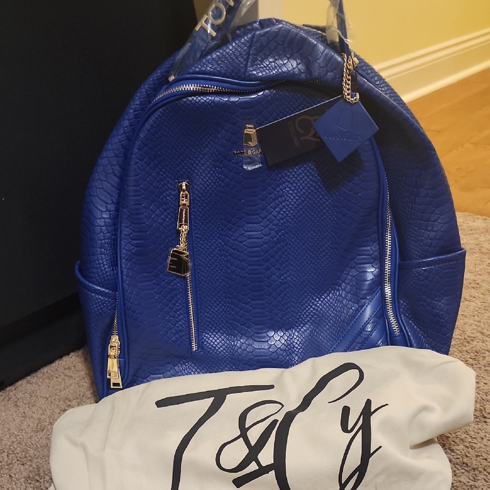 Tote& Carry Royal Blue Textured Backpack